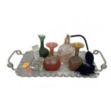 Perfume bottle with atomizer, small vases,