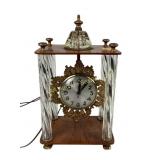 Clock electric, metal, glass wood, made in USA