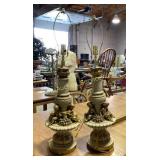 Pair of ornate table lamps with intricate gold
