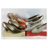 Margaret J 8M.  Allure bronze 8.5.  Nina 8.5.