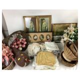 Shiny Brites some broken. Crocheted, doilies,