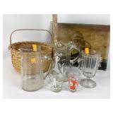 Westland weavers basket,painting of a boat, clear