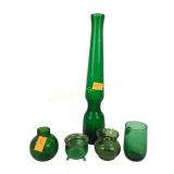 Forest green cup, hand blown forest green vase,