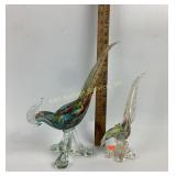 [2] Mid-century Murano art Glass bird sculptures,
