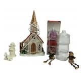 Ceramic Lighted Church with Stain Glass Windows