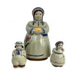 Dutch woman cookie jar with boy and girl shakers.