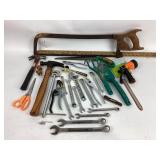 Large hacksaw. Hammer. Basin wrench. Craftsman