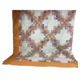 Orange cream crazy quilt - good condition