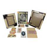 Goebel redhead girl figurine. Art deco frame.