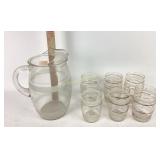 MCM gold and frosted glasses with pitcher. Some