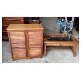 Small wood hamper with slatted front ,