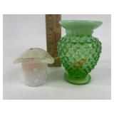 Uranium hobnail vase. Daisy button small white