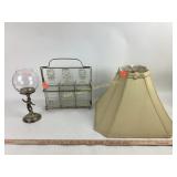 [3] Piece decanter set with metal holder, Angel