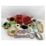 Red San Miguel Glass vases, Tiffin juice and