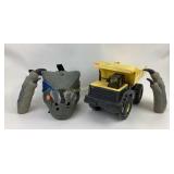 Metal Tonka Toy dump truck, raptor head and claws