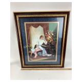 "Mother My I Play" Victorian Piano Framed Picture