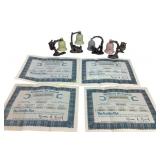 MA Ricker pewter and porcelain bell set. With