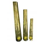 Green Glass Tappered Cylinder Vases Set of 3