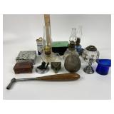 Oil lamps, early plastic container.egg bank,