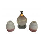 Art deco milk glass lamp globes, MCM table lamp