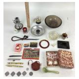 Ship wheel table lighter, Bakelite bangle, hand