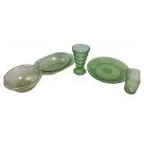 Uranium glass, plate dish, bowl cups.