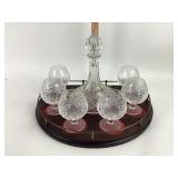 Lead cut crystal brandy set with carafe, 6