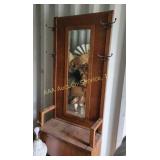 Hall bench/coat rack, 82Hx34xW17D, water damage