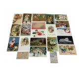 Christmas and Easter postcards, used, stamped