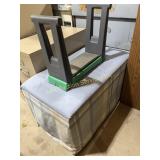 Wooden chest fabric cover paper lined. Gardening