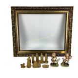 Ornate frame. nativity set. Christmas tree.