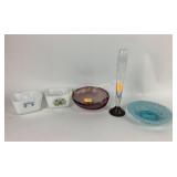 Pyrex snowflake and spring blossom garland dish,