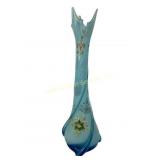 Hand painted stretch swag blown glass vase
