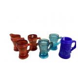 Summit Glass red orange Slag glass mugs and