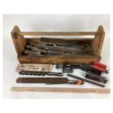 Drill bits, files, rasps, hand tools in wooden