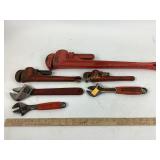 Ridgid 24 inch pipe wrench. Husky 8 inch and 10