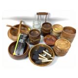 Wooden bowl set in fair to good condition