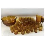 Golden amber tiara Indiana glassware including
