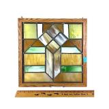 Lead colored glass framed window art.