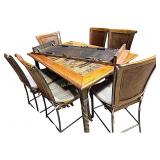 Wood & Metal Bar Height Dining Table w/ Stone