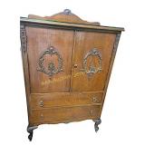 Wooden Dresser with glass top, 53Hx34Wx21D