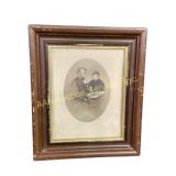Framed Abraham Lincoln and his son ï¿½Tadï¿½  damage