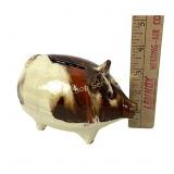 Drip glazed pottery pig coin bank, antique,
