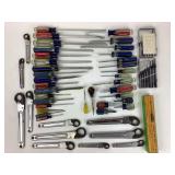 Imperial wrench set. Screwdrivers.
