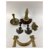 Brass pineapple sconce, brass ribbon swag, brass