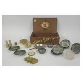 Tin and wooden toy dishes. Wooden Corina cigar