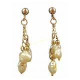 14K gold & freshwater pearl earrings. Total