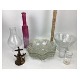 Clear Glass items, chimney , anchor Bell.