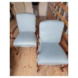 [2] wooden chairs, some tears and stains