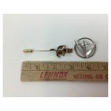 (2) sterling pins incl. Anson rose stick pin.
